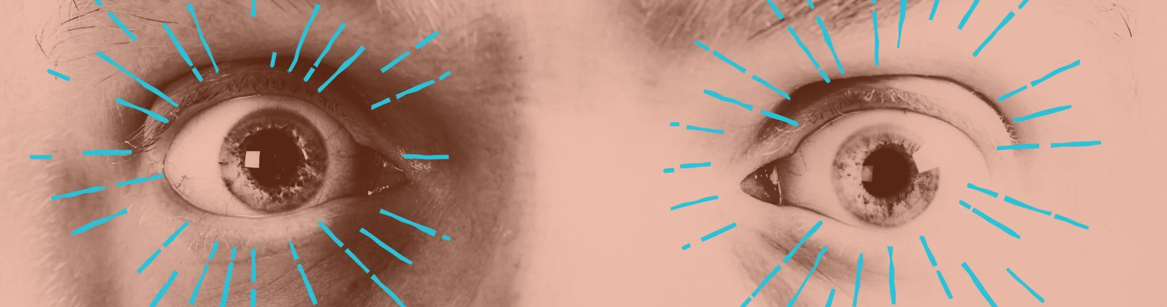 Close-up of two eyes, duotone in Icehouse orange